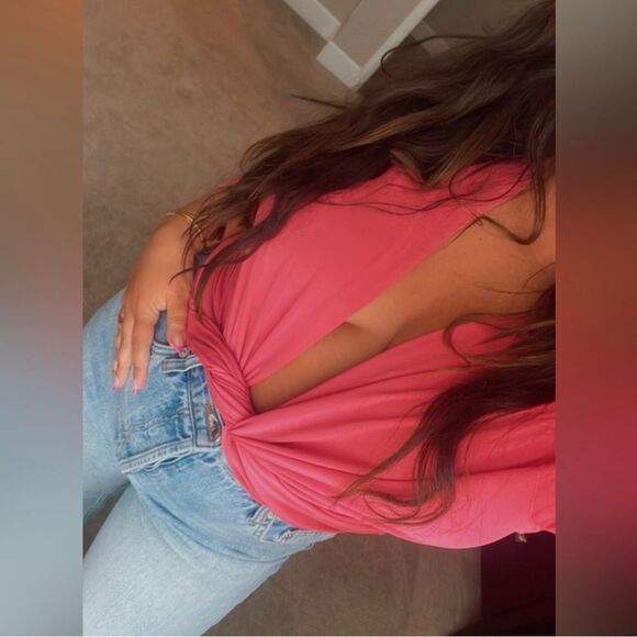 Charles Nolan Pink Wrap Top - Picture 1 of 5